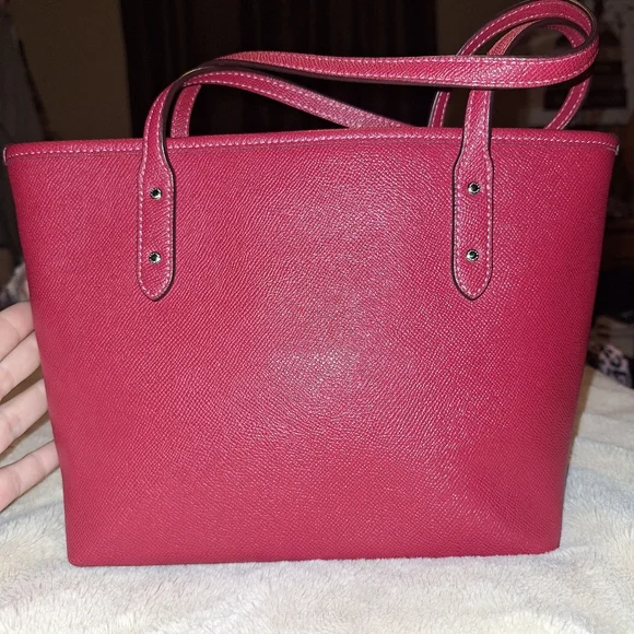 Coach Red Saffiano Leather Small Tote - Picture 2 of 7